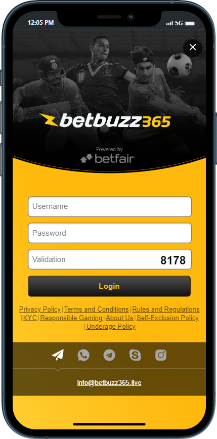 Ecrã de registo do BetBuzz Casino mostrando processo de criação de conta