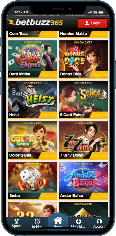 Visual do BetBuzz Casino em smartphone Android com foco em navegação sem aplicativo